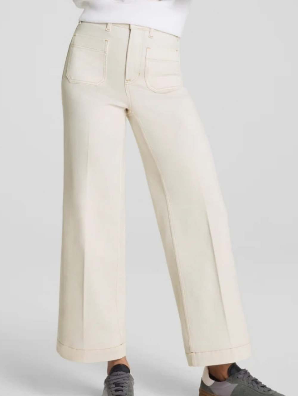 SPANX White Cropped Wide-Leg Pants